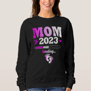 Womens Women Mom 2023 Loading Expectant Mother Off Sweatshirt