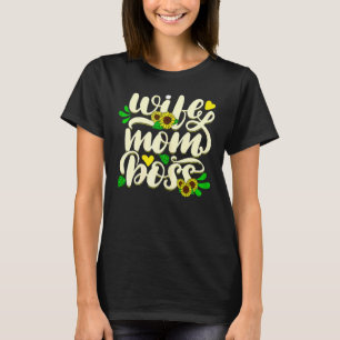 Womens Women Wife Mom Boss Graphic Cute Mother's T-Shirt
