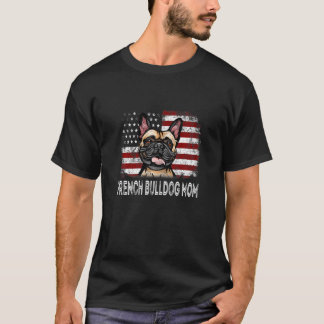 Womens Womens American Flag French Bulldog Mom Ret T-Shirt