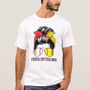Womens Womens Baseball Softball Love Mom Life Mess T-Shirt