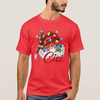 Womens Womens Blessed Cici Santa Hat Xmas Light T-Shirt