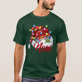 Womens Womens Blessed Noni Santa Hat  Xmas Light  T-Shirt
