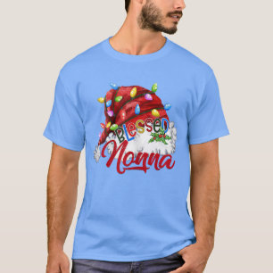 Womens Womens Blessed Nonna Santa Hat Xmas Light T-Shirt