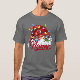 Womens Womens Blessed Nonno Santa Hat  Xmas Light  T-Shirt