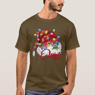Womens Womens Blessed Omi Santa Hat  Xmas Light  T-Shirt