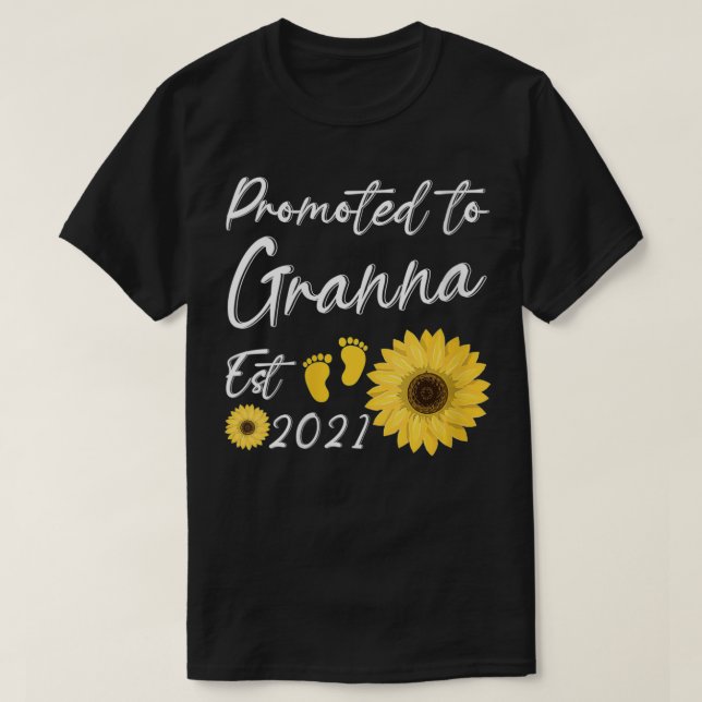 Womens Womens Promoted To Granna Est 2021 Sunflowe T-Shirt (Design Front)