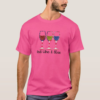 Womens Womens Red Wine And Blue Glasses 4th Of Ju T-Shirt