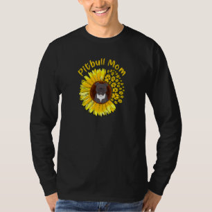Womens Women's Sunflower Pitbull Mom Dog T-Shirt