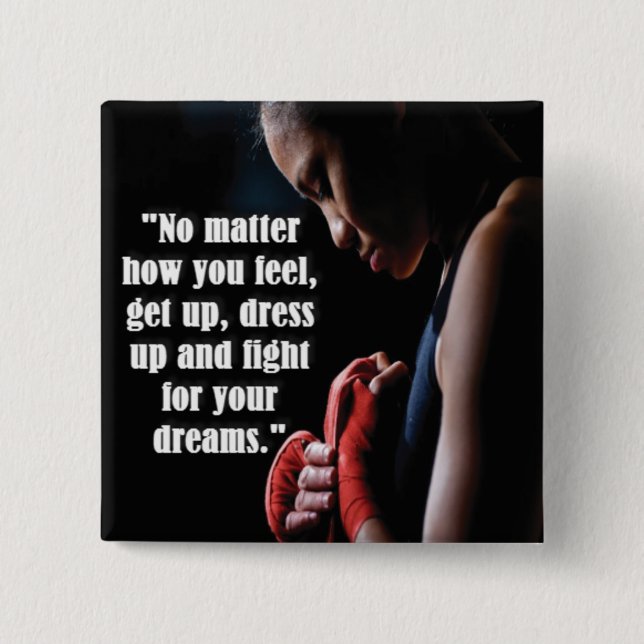 Women's Workout Motivational 2 Inch Square Button (Front)
