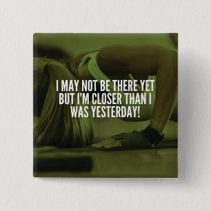 Women's Workout Motivational Words 2 Inch Square Button