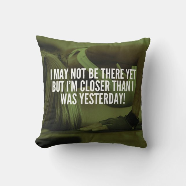 Women's Workout Motivational Words Throw Pillow (Front)