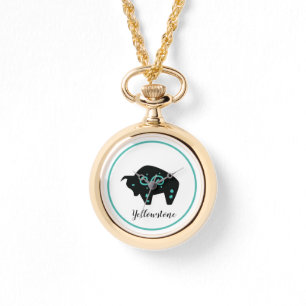 Womens Wraparound Gold Watch-Yellowstone Buffalo Watch