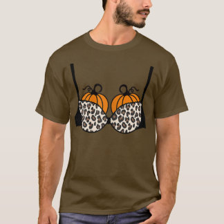 Womens XjZE Leopard Pumpkin Season Fall Autumn Hal T-Shirt