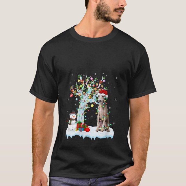 Womens Xmas Tree Decoration Lights Italian Greyhou T-Shirt (Front)