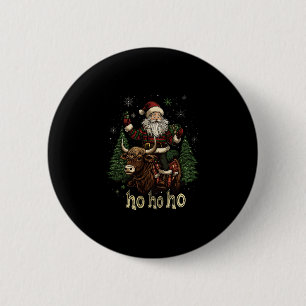 Womens Xmas Tree Lighting Santa Riding Highland Co 2 Inch Round Button