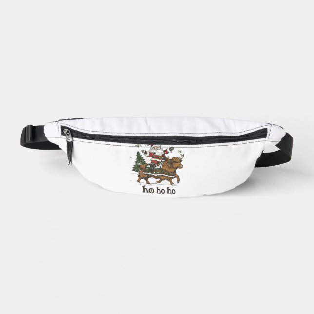 Womens Xmas Tree Lighting Santa Riding Highland Co Fanny Pack (Front)