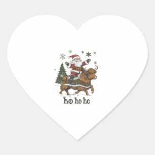 Womens Xmas Tree Lighting Santa Riding Highland Co Heart Sticker