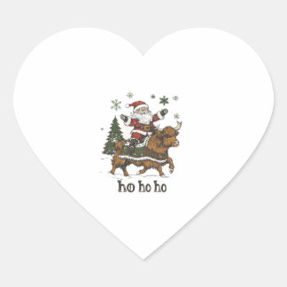 Womens Xmas Tree Lighting Santa Riding Highland Co Heart Sticker