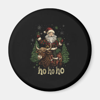 Womens Xmas Tree Lighting Santa Riding Highland Co Magnet