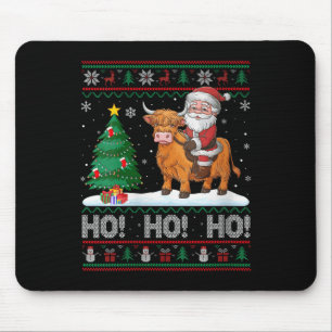 Womens Xmas Tree Lighting Santa Riding Highland Co Mouse Pad