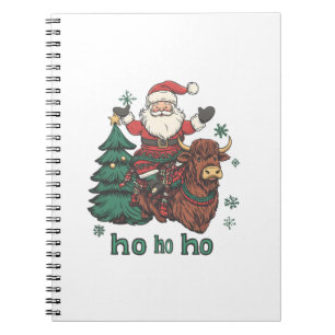 Womens Xmas Tree Lighting Santa Riding Highland Co Notebook