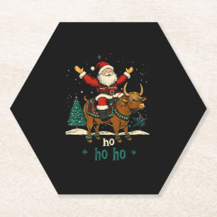 Womens Xmas Tree Lighting Santa Riding Highland Co Paper Coaster