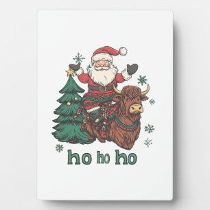 Womens Xmas Tree Lighting Santa Riding Highland Co Plaque