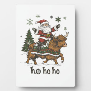 Womens Xmas Tree Lighting Santa Riding Highland Co Plaque