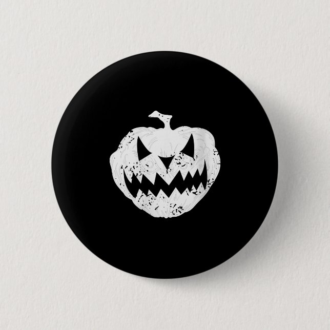 Womens Y Pumpkin Face Distressed Dark Light Hallow 2 Inch Round Button (Front)