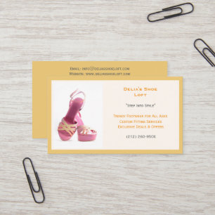 Women's Yellow Fashion Shoes Pink High Heels Business Card