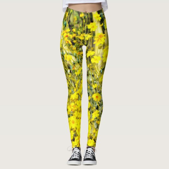 Women's Yellow Wildflower Leggings