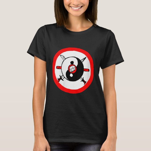 Womens Yin Yang Tai Chi Martial Arts Sword And Fis T-Shirt (Front)