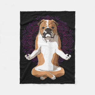Womens Yoga Dog English Bulldog Fleece Blanket