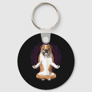 Womens Yoga Dog English Bulldog Keychain