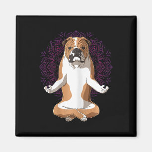 Womens Yoga Dog English Bulldog  Magnet