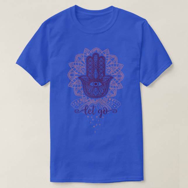 Womens Yoga Hamsa with Lotus Flower and Let Go  T-Shirt (Design Front)