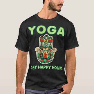 Womens Yoga Is My Happy Hour Vintage Colours Namas T-Shirt