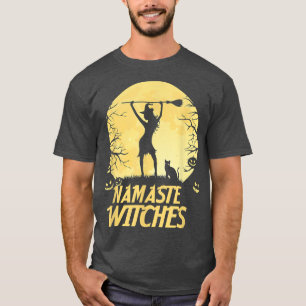 Womens Yoga Namaste Witches Halloween Custome Funn T-Shirt