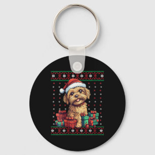 Womens Yorkipoo Santa Hat Dog Lover Xmas Yorkipoo  Keychain