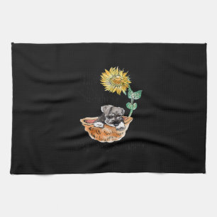 Womens You Are My sunshine Schnauzer Sunflower Kitchen Towel