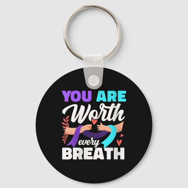 Womens You Are Worth Every Breath Depression Aware Keychain (Front)