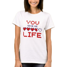 Womens You Give Me Life Pixel Heart Gaming Meter