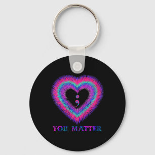 Womens You Semicolon Heart Suicide Prevention Awar Keychain