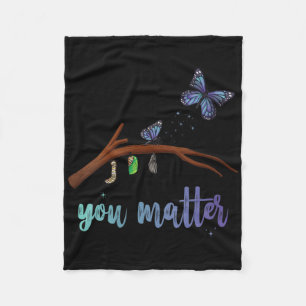 Womens You Suicide Prevention Butterfly Transforma Fleece Blanket