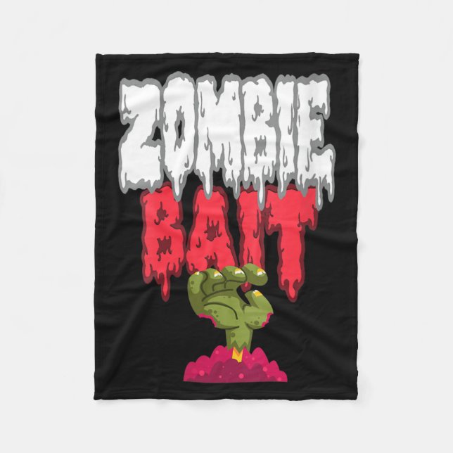 Womens Zombie Bait Reaching from The Grave Funny Fleece Blanket (Front)