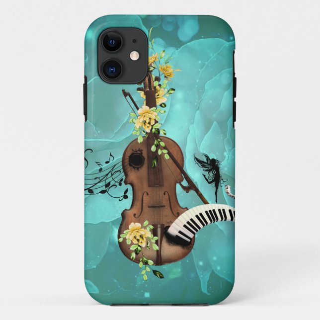 Wondeful violin with piano and flowers Case-Mate iPhone case (Back)