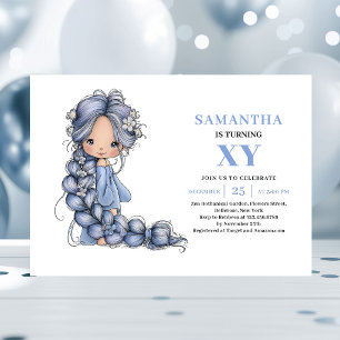 Wonder Blue Fairy Girl Birthday Magical invitation