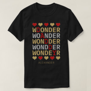 Wonder Daddy Red Gold Silver Glitter Custom Name T-Shirt