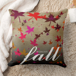 Wonder Fall Multi-Coloured Autumn Leaves on Canvas Throw Pillow