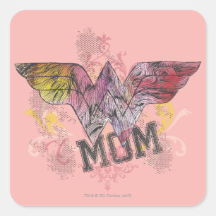 Wonder Mom Mixed Media Square Sticker
